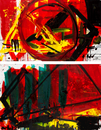 ter Hell · <strong>Heavy Stereo</strong> (2 of 6) · 2021 · each 90 x 140 cm · acrylic on canvas