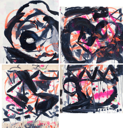 ter Hell · <strong>Synthesic vision</strong> · 2007 · 4-part · 300 x 300 cm · acrylic, spray on canvas